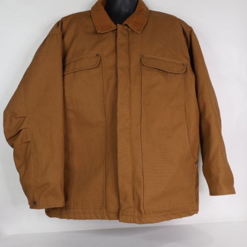 Outbrook Work Jacket Mens Large Canvas Chore Barn Coat Quilt Lining